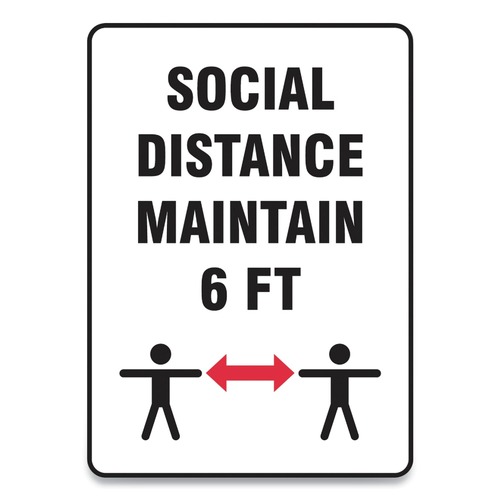 Floor Signs | GN1 MGNF547VPESP 7 in. x 10 in. Wall 2-Human/Arrows Social Distance Signs - White (10/Pack) image number 0