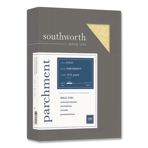 Cleaning & Janitorial Supplies | Southworth P994CK/3/36 24 lbs. Bond Weight 8.5 in. x 11 in. Parchment Specialty Paper - Gold (100/Pack) image number 0