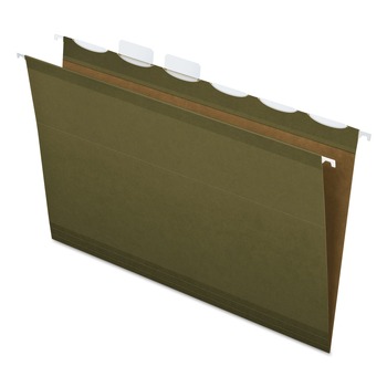 Pendaflex Ready-Tab 1/6-Cut Tabs Extra Capacity Reinforced Colored Hanging Legal Folders - Standard Green (20/Box)