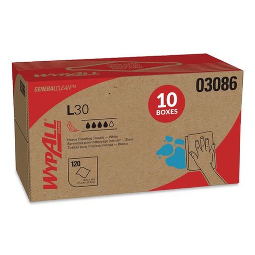 Cleaning & Janitorial Supplies | WypAll 03086 10 in. x 9.8 in. POP-UP Box L30 Towels - White (1200/Carton) image number 0