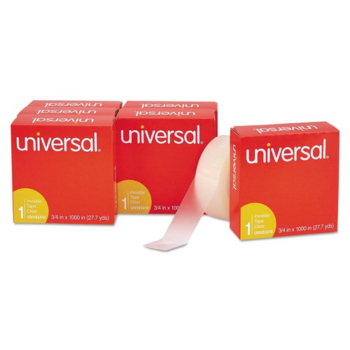  | Universal UNV83410 1 in. Core 0.75 in. x 83.33 ft. Invisible Tape - Clear (6 Rolls/Pack) image number 0