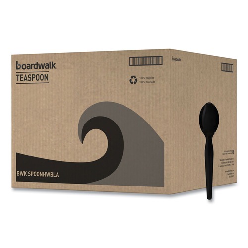 Cutlery | Boardwalk BWKSPOONHWBLA Heavyweight Polystyrene Teaspoon Cutlery - Black (1000/Carton) image number 0