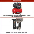 Nail Gun Compressor Combo Kits | Porter-Cable C2002-PIN138 0.8 HP 6 Gallon Oil-Free Pancake Air Compressor and 23 Gauge 1-3/8 in. Pin Nailer Kit Bundle image number 1