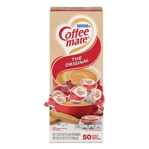 Coffee | Coffee-Mate 11001124 0.38 oz. Mini Cups, Original, Liquid Coffee Creamer (50/Box) image number 0