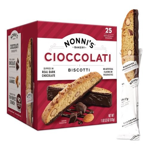 Snacks | Green Rabbit 23808 0.85 oz. Individually Wrapped Biscotti - Cioccolati Dark Chocolate Almond (25/Carton) image number 0