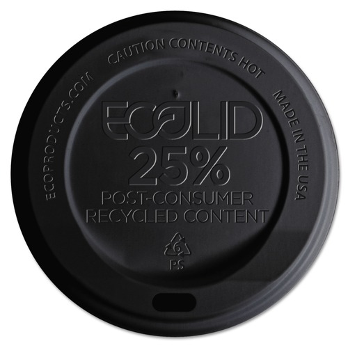  | Eco-Products EP-HL16-BR EcoLid 25% Recyclable 10 - 20 oz. Hot Cup Lid - Black (1000/Carton) image number 0