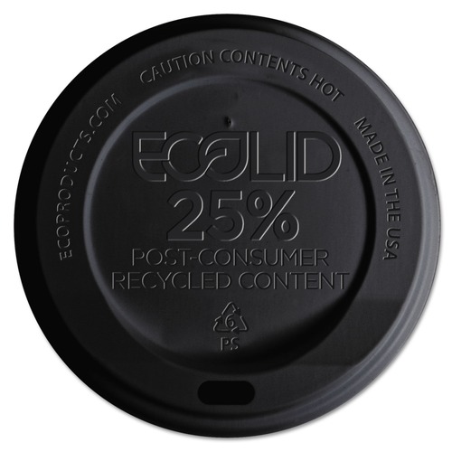  | Eco-Products EP-HL16-BR EcoLid 25% Recyclable 10 - 20 oz. Hot Cup Lid - Black (1000/Carton) image number 0