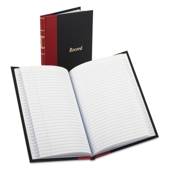 Boorum & Pease 7.5 x 5 Sheets Record and Account Book with Red Spine - Black/Red/Gold Cover