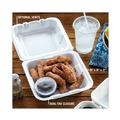 Food Trays, Containers, and Lids | Pactiv Corp. YTD188010000 8.42 in. x 8.15 x 3 in. Foam Hinged Lid Containers Dual Tab Lock - White (150/Carton) image number 8