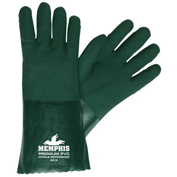 MCR Safety 6414 24-Piece Premium Chemical-Resistant PVC Gloves - Large, Green