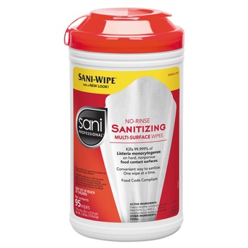 Sani Professional No-Rinse Sanitizing Multi-Surface Wipes - Unscented White