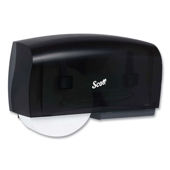 Scott 09608 Essential 20 in. x 6 in. x 11 in. Coreless Twin Jumbo Roll Tissue Dispenser - Black
