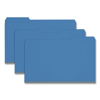 Smead 1/3-Cut Tabs Assorted Legal Size 1 in. Expansion Recycled Heavy Pressboard Folders - Dark Blue (25/Box)