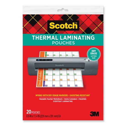 Laminating Supplies | Scotch TP3854-20DE 8.9 in. x 11.4 in. 3 mil. Laminating Pouches - Clear (20/Pack) image number 0