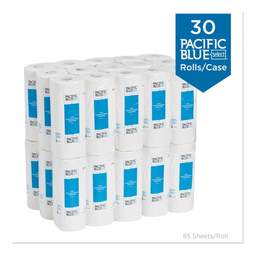 Cleaning & Janitorial Supplies | Georgia Pacific Professional 27385 11 in. x 8.8 in. 2-Ply Pacific Blue Select Perforated Kitchen Paper Towel Roll  - White (30 Rolls/Carton) image number 0