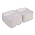 Office & Office Supplies | Eco-Products EP-HC83NFA 8 x 8 x 3 Vanguard 3-Compartment Renewable and Compostable Sugarcane Clamshells - White (200/Carton) image number 5