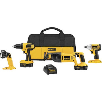 Factory Reconditioned Dewalt 18V Compact Cordless 4-Tool Combo Kit (2.4 Ah)