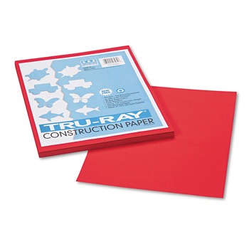 Pacon Tru-Ray 9 x 12 76 lb. Text Weight Construction Paper - Festive Red (50/Pack)