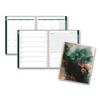 AT-A-GLANCE 11 in. x 8.5 in. 12-Month (Jan-Dec 2026) Emerald Isle Weekly/Monthly Planner - Green Marbled Cover
