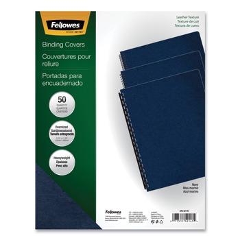 Fellowes Mfg Co. 52145 11 1/4 in. x 8 3/4 in. Executive Leather-Like Presentation Cover - Navy (50/PK)