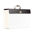 Office Jansan | U Brands 2201U02-06 2/5-Cut Tabs 5.25 in. Expansion Letter Size 19 Sections Twist-Lock Latch Closure Expanding File Box - White/Black/Gold image number 1
