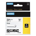 Labels | DYMO 18445 0.75 in. x 18 ft. Rhino Permanent Vinyl Industrial Label Tape - White/Black Print image number 0