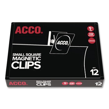 ACCO 0.88 in. Jaw Capacity Magnetic Clips - Silver (12/Pack)