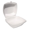Food Service | Plastifar 12175 6 in. x 6 in. x 3 in. Foam Hinged Lid Containers - White (500/Carton) image number 1
