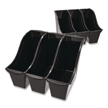 Storex Small Book Bin, 1.5 gal, 4.5-in x 11.75-in x 8.5-in, Black, 6/Pack