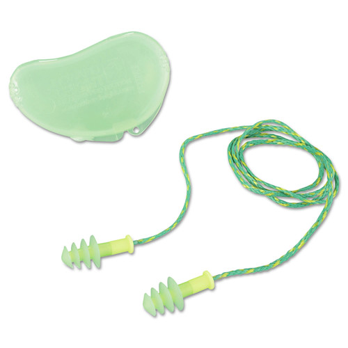 Ear Plugs | Howard Leight by Honeywell FUS30S-HP 100-Pair Corded Fusion Multiple-Use Earplug - Small, Green/Yellow image number 0