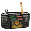  | Rolodex 1746466 9.38 in. x 4.5 in. x 4 in. 4 Compartments Steel Mesh Oval Pencil Cup Organizer - Black image number 1