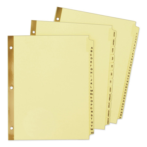  | Avery 11307 11 in. x 8.5 in. 12-Tab Preprinted Laminated Jan. to Dec. Tab Dividers with Gold Reinforced Binding Edge - Buff (1-Set) image number 0