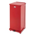 Trash & Waste Bins | Rubbermaid Commercial FGST24EPLRD 13 gal. Defenders Heavy-Duty Steel Step Can - Red image number 0
