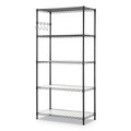 Office Jansan | Alera ALESW653618BA 36 in. x 18 in. x 72 in. 5-Shelf Wire Shelving Kit with Casters and Shelf Liners - Black Anthracite image number 0