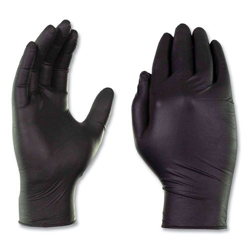 Ammex Long mil Powder-Free Industrial Nitrile Gloves  Medium/Black (1000/Carton) - Main Image