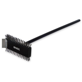 Carlisle Sparta Broiler Master Grill Brush and Scraper with 30.5 in. Black Wood Handle