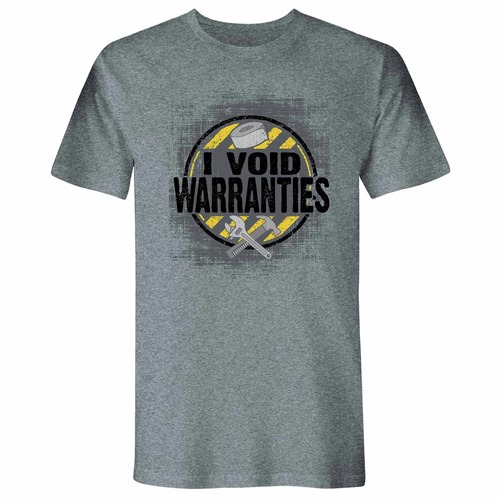 Shirts | Buzz Saw PR104043XL "I Void Warranties" Premium Cotton Tee Shirt - X-Large, Gray image number 0