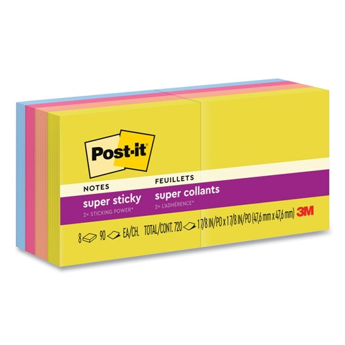 Notebooks & Pads | Post-it Notes Super Sticky 622-8SSJOY 1.88 in. x 1.88 in. Pads in Summer Joy Collection Colors (8/Pack) image number 0