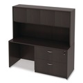  | Alera ALEVA286615ES 64.75 in. x 15 in. x 35.38 in. Valencia Series 4-Compartment Hutch with Doors - Espresso image number 4