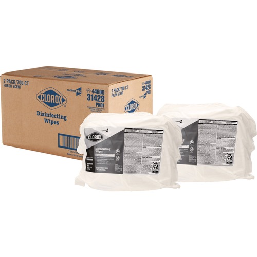 Cleaning & Janitorial Supplies | Clorox 31428 1 Ply 7 in. x 8 in. Fresh Scent Disinfecting Wipes - White (2/Carton) image number 0