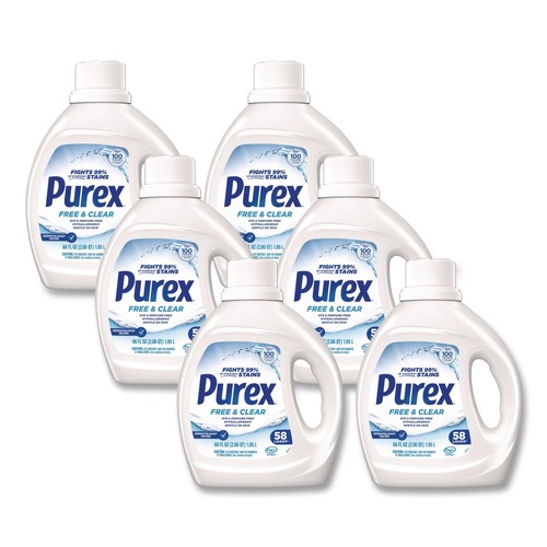 Laundry Detergent | Purex 24200 05602 Free and Clear 66 oz 58 Loads Liquid Laundry Detergent - Unscented (6/Carton) image number 0