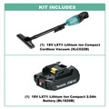Handheld Vacuums | Makita XLC02ZB-BL1820B-BNDL 18V LXT Lithium-Ion Brushed Cordless Compact Vacuum and Compact Battery Bundle (2 Ah) image number 1