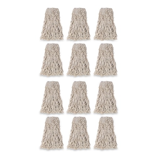 Mops | Rubbermaid Commercial FGV11800WH00 24 oz. 1 in. Band Economy Cut-End Cotton Wet Mop Head - White (12/Carton) image number 0
