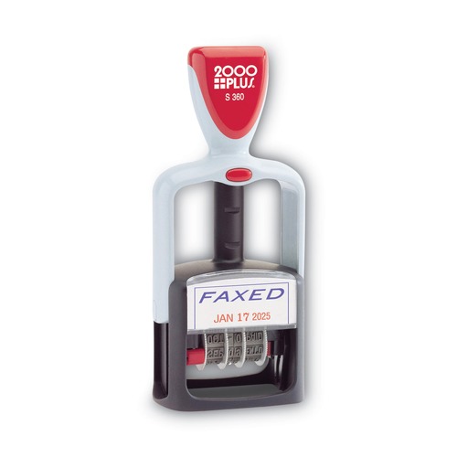 Bulk Savings Pricing 2 | COSCO 2000PLUS 011032 Model S 360 1.75 in. x 1 in. "Faxed" Self-Inking 2-Color Message Dater - Blue/Red image number 0
