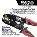Klein Tools 3005CR Ratcheting Insulated Terminal Crimper for 10 to 22 AWG Wire image number 1