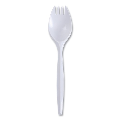 Cutlery | Boardwalk BWKSPRKMWPPWIW Mediumweight Wrapped Polypropylene Spork - White (1000/Carton) image number 0