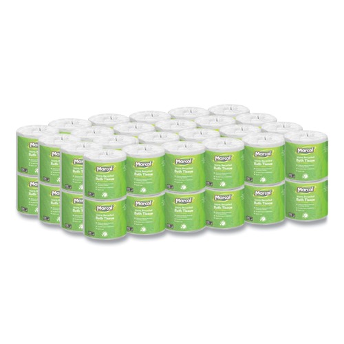 Marcal 6079 Two-Ply 100% Recycled Septic Safe Bath Tissues - White (48 Rolls/Carton, 330 Sheets/Roll) image number 0