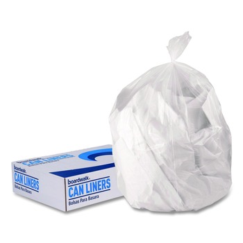 Boardwalk 44 Gallon 1.3 mil 37 in. x 50 in. Perforated Roll Low-Density Waste Can Liners - Clear (100/Carton)