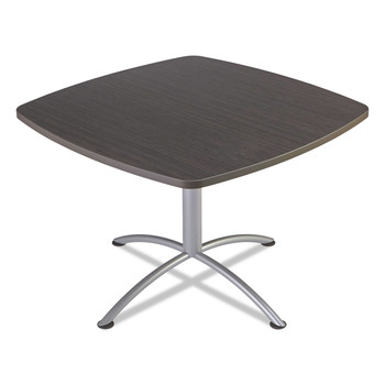 Iceberg 69744 iLand 42 in. x 42 in. x 29 in. Square Top, Contoured Edges, Cafe-Height Table - Gray Walnut/Silver