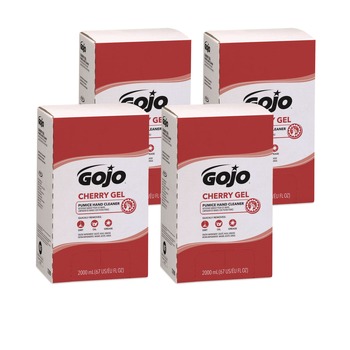 GOJO Industries 2000 mL Refill Cherry Gel Pumice Hand Cleaner - Cherry Scent (4/Carton)